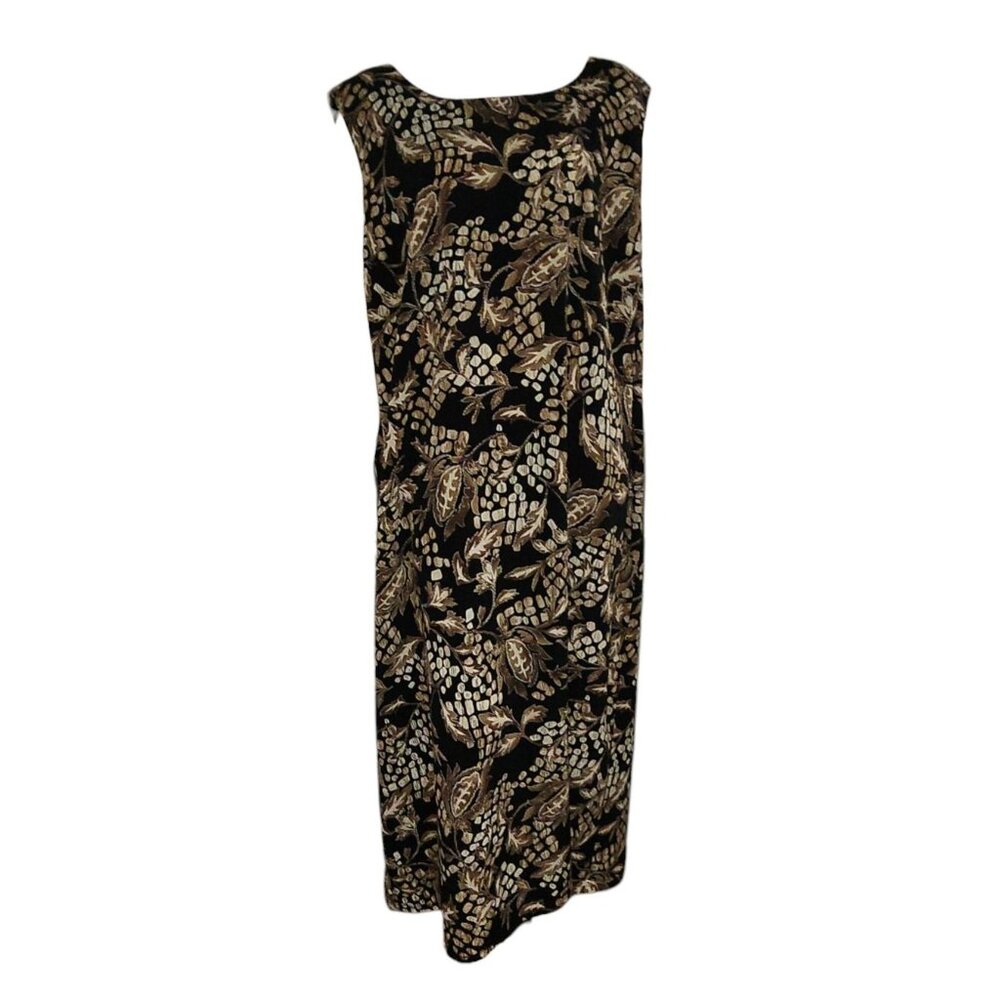 Laura Scott Dress Womens Plus‎ Size 26W Black Brown Floral Sleeveless Pencil